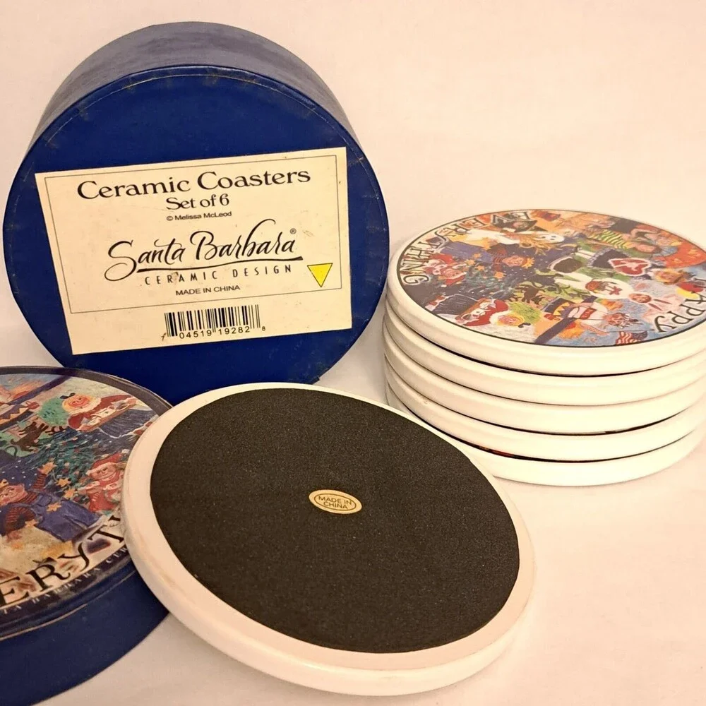 Melissa Mcleod Santa Barbara Ceramic Coasters Happy Everything Full Set of 6